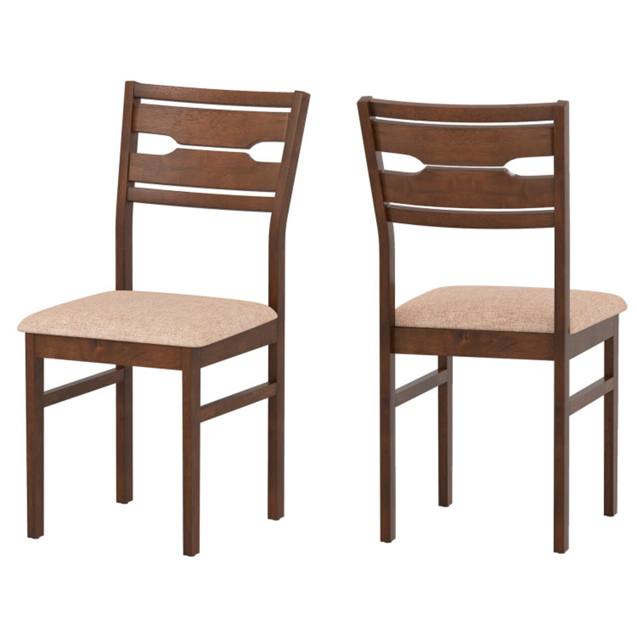 Set of 2 Dining Chairs with Solid Rubber Wood Frame and Padded Seat for Kitchen, Living Room